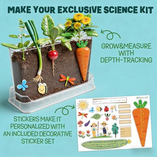 Root Viewer Kit for Kids - Science STEM Toys with Fun Stickers & Storybook, Craft Planting Kits for Ages 4-12, Birthday Gifts for Girls & Boys 4 5 6 7 8 9 10 Year Old(A Size)