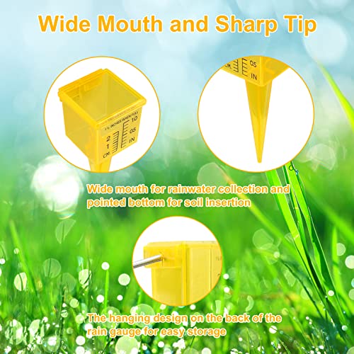 10&15&20P Rain Gauge Outdoor, 1.5" Sprinkler Gauge Lawn Water Gauge for Rain with Wide Mouth Water Measuring Tool for Yard Garden Lawn Decor (20, Yellow)