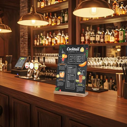 Halobios Chalkboard with Beech-Wood Base, 8 x 12 inch Tabletop Message Boards Menu Chalkboard Stand, Double Sided Blackboard for Party, Tables Decoration, Wedding, Bar and Restaurant