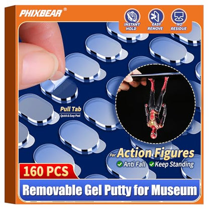 PHIXBEAR Removable Gel Earthquake Putty for Museum Action Figures, 160 Pcs - size: 160Pcs RPO-Pull Tab 0.31x0.51