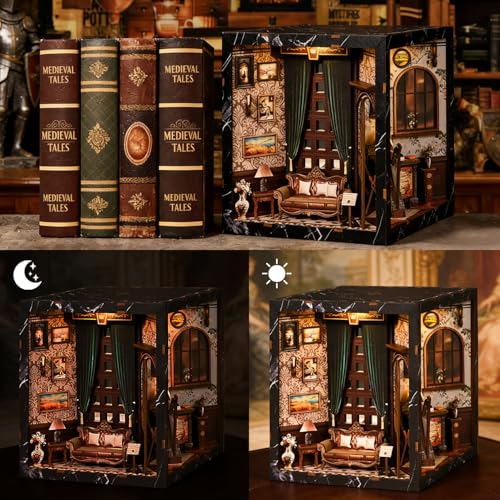 Book Nooks for Adults, DIY Miniature Dollhouse BookNook Kit Gifts - style: Classical Music Room