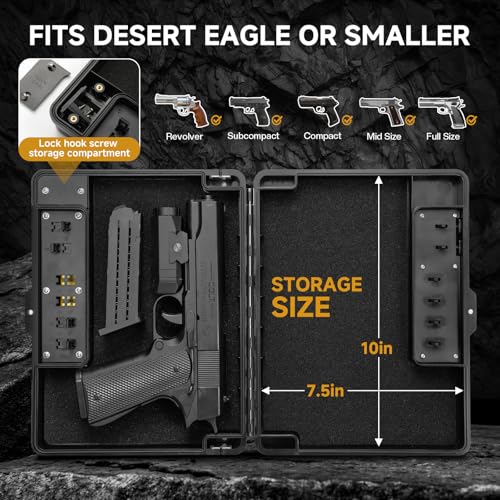 Gun Safe Alternative,Portable Gun Case Handgun Lock Box Quick Access Pistol Safe Small Handgun Storage with TSA Padlock,Instant Access Gun Box for Bedside and Car