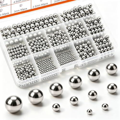 weideer 600pcs 12 Size Stainless Steel Precision Steel Balls 1-8mm Metric Bicycle Bearing Balls Assortment Kit Mixing Balls 1mm 2mm 2.5mm 3mm 3.5mm 4mm 4.5mm 5mm 5.5mm 6mm 7mm 8mm K-085-600 - size: SS 12size 600pcs Metric