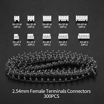 460 Pcs JST-XH 2.54mm Connector Kit, 2.54mm Male and Female 2/3/4/5/6 Pin Header Housing Connector Adapter Plug, JST-XH Terminal Wires Cables Socket Connectors Kit
