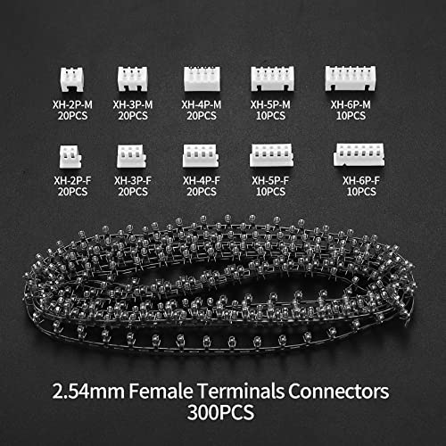 460 Pcs JST-XH 2.54mm Connector Kit, 2.54mm Male and Female 2/3/4/5/6 Pin Header Housing Connector Adapter Plug, JST-XH Terminal Wires Cables Socket Connectors Kit