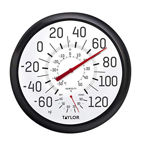 Taylor 13.25 Inch in/Out Weather Thermometer with Hygrometer - color: Black, size: 13.25 Inch