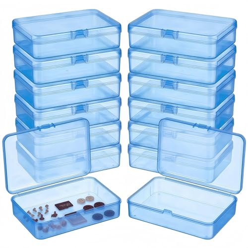 LJY 12 Blue Rectangular Plastic Boxes, 4.5 x 3.3 x 1.1 in for Craft Kits - color: Blue, size: 4.5 x 3.3 x 1.1 inch