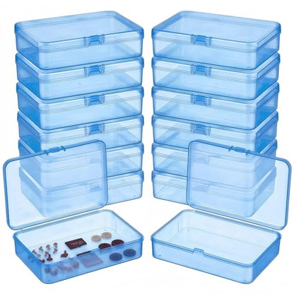 LJY 12 Blue Rectangular Plastic Boxes, 4.5 x 3.3 x 1.1 in for Craft Kits - color: Blue, size: 4.5 x 3.3 x 1.1 inch