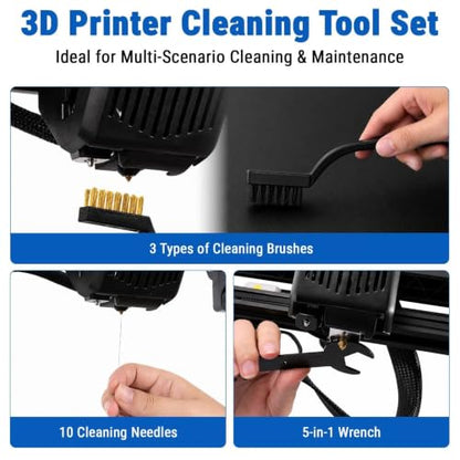 56Pcs 3D Printer Tools Kit with Storage Case, 3D Printer Accessories - Deburring Tool, Removing Scrapers, Metal Files, Brushes, Engraving Knives, Tweezers & More, for Bambu Lab, Ender 3, Kobra, etc