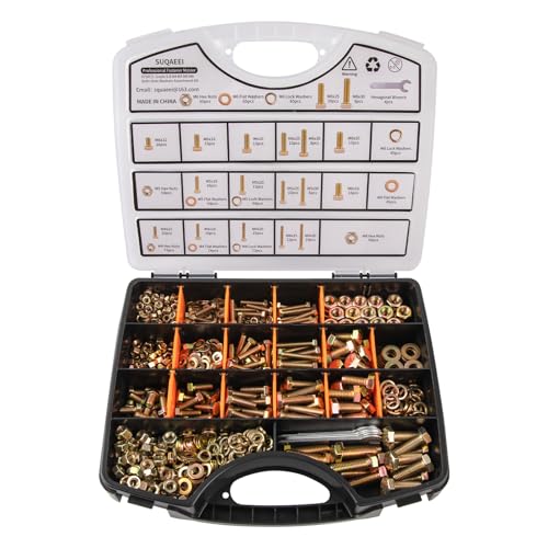 975 Pcs Premium Grade 8.8 Fasteners, Yellow Zinc Plated – M4, M5, M6, M8 (12-30mm), Durable, Corrosion Resistant Nut and Bolt Kit for DIY, Home, Automotive & Machinery Repairs