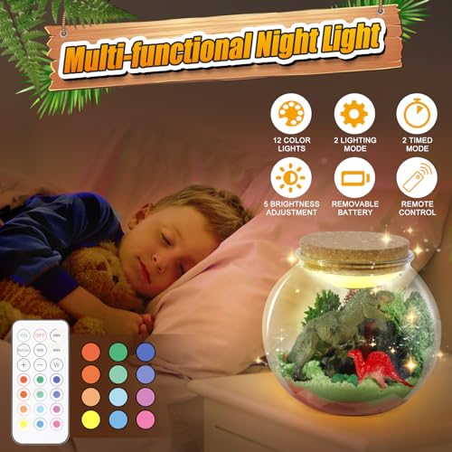 7july Dinosaur Activities Toys-Dinosaur Terrarium Craft Kits for Boys-Birthday Gifts for Kids Age 4 5 6 7 8 Years Old
