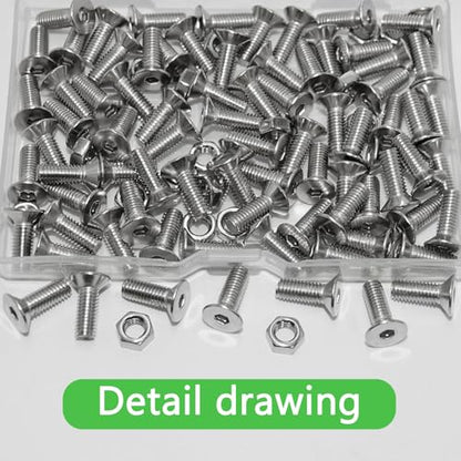 120Pcs M5x14 Flat Head Socket Cap Screws Countersunk Bolts, Allen Socket Drive, Stainless Steel 18-8 (304), Full Thread, Bright Finish - size: M5x14
