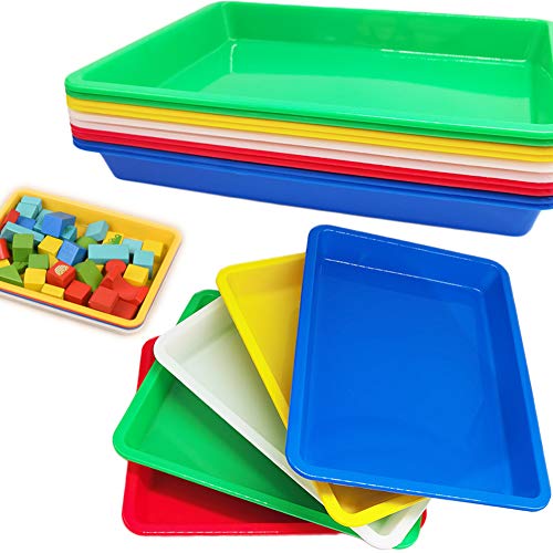 10 Pcs Plastic 12.4 x 9.3inch Art Trays,Multicolor Activity Tray Organizer Serving Tray for Crafts,DIY Projects,Painting,Beads,Organizing Supply - color: Multicolor