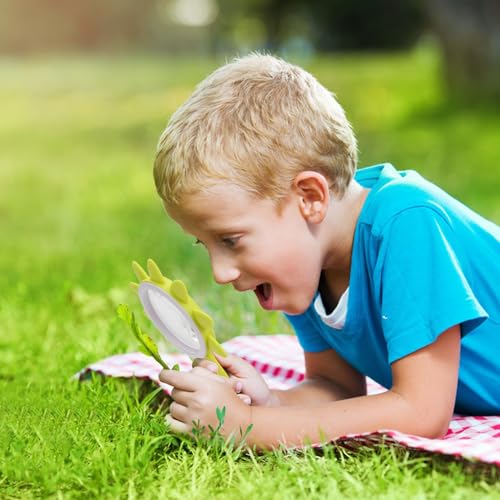 Rongon 10X Kids Magnifying Glass Handheld Magnifier for Children (Green) - color: Green