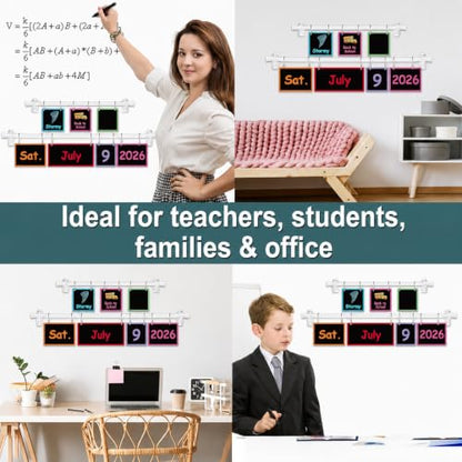 96 Cards Classroom Bulletin Board Decorations Set for Teachers,Flip Calendar with Holder for Classroom,Adjustable Calendar,Preschool Elementary Home Decor Supplies（Chalkboard Vibrant） - style: Chalkboard Vibrant