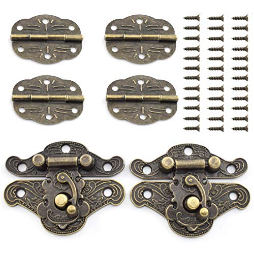 SDTC Tech Retro Design Jewelry Box Hardware Kit (2X Hasp Catch + 4X Hinges) - color: M2F4 KIT