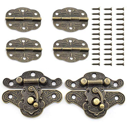 SDTC Tech Retro Design Jewelry Box Hardware Kit (2X Hasp Catch + 4X Hinges) - color: M2F4 KIT