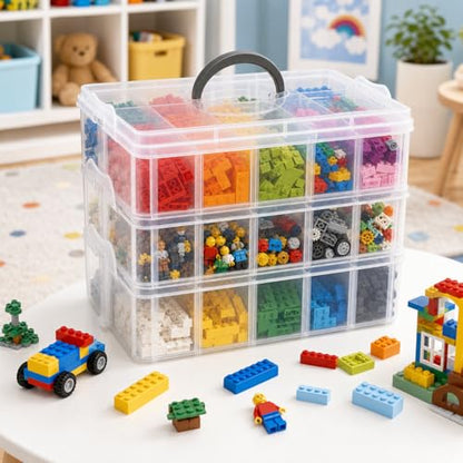 Guyuyii 3-Tier Bead Organizers and Storage with 30 Adjustable Compartments - color: white