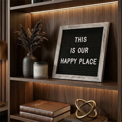 C CRYSTAL LEMON Felt Letter Board 10x10 Inches – 336 Letters, Numbers & Symbols – Rustic Black Message Board with Wood Frame, Wall Mount & Display Stand - color: Rustic Black