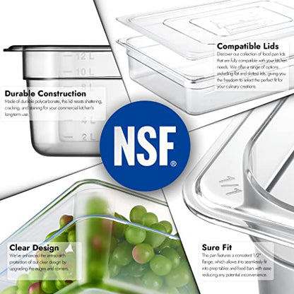 CURTA 6-Pack Full Size 4" Deep NSF Polycarbonate Food Pans | Dishwasher & Freezer Safe Clear Container for Prep Tables, Buffet, Salad Bar, Commercial & Home Kitchen - color: Full Size, size: 4" Deep