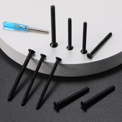 126Pcs Long Electrical Outlet Screws, #6-32#8-32 Wall Plate Switch Screws, Flat Head Phillips Machine Screws for Outlets, Light Switches & Deep, 304 Stainless Steel Black, with Tool - color: Black, size: #6#8 126Pcs