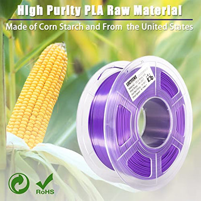 PLA Filament 1.75mm,3D Printer Filament High Speed Printing, Silk PLA Dual Color Black Purple 3D Printer Filament, 1.75 PLA Filament +/-0.02mm, 1kg/2.2lb - color: Dual-color Black Purple