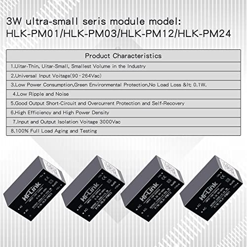 Mini Step-Down Power Supply Module, Intelligent Home Switching Power Module AC-DC Isolated Power Module 220v to 3.3v, HLK-PM03 DC Power Module AC DC Converter 220V to 3.3V（3PCS） - style: HLK-PM03