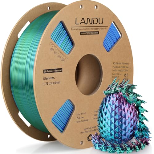 LANDU Silk Tri-Color PLA Filament 1.75mm 1Kg, Triple Color Silk PLA Filament, Silk Rainbow PLA Filament, Neatly Wound 3D Printer Filament, 3 in 1 Multi Color Filament +/-0.02mm, Silk Red Blue Green - color: Silk Tri Color Pla-red Blue Green, size: 1KG