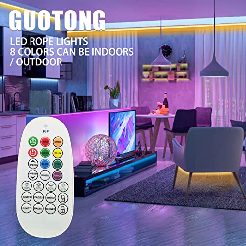 LED Rope Lights 50ft/15m RGB Dimmable Strip Lighting Kit, Flexible 450 LED, 110V, Waterproof, Male and Female Connectors, Power Plug Built-in Fuse Design, Infrared Remote Control - size: 15M