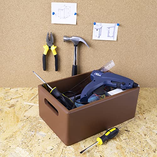 Creative Deco Large Brown Wooden Crate Nesting Crate Handles - color: Brown, size: L