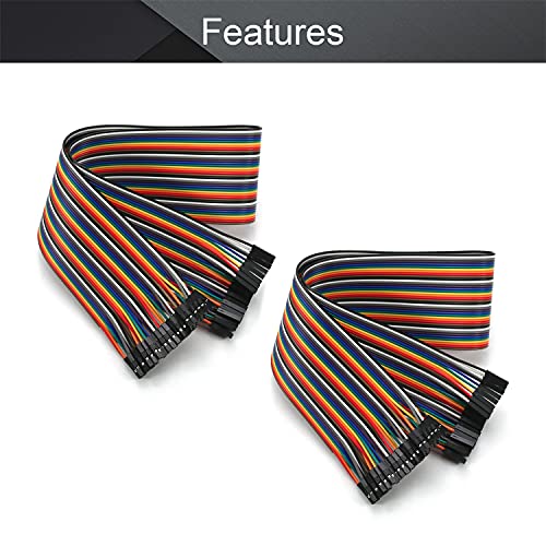 Fielect Dupont Jumper Wires Breadboard Jumper Wires Colorful Ribbon Cables 40pin 50cm Long Female to Female 2Pcs - color: M/M, size: 50cm