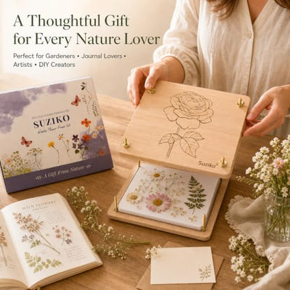 Suziko Large Flower Press Kit with Rose Pattern for Adults & Kids - 10.8 x 6.9 Inch Flower and Leaf Preservation Art Craft Kit, Great Gift for Nature Lovers - size: Rose 10.8" x 6.9"