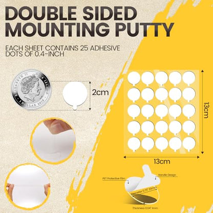 150pcs Double Sided Sticky dots -Easy to Peel Clear Double Sided Mounting Putty Stick Tack Strong Glue dots for Balloons, Hanging Pictures & Posters