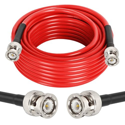 MOOKEERF 35FT RG58 50 ohm BNC Male to Male Coax Cable - Low Loss Extension Coaxial Cable with BNC Adapter Connector for Antennas, RF Radios, Modems, Oscilloscopes, Spectrum, etc (Red) - size: 35FT