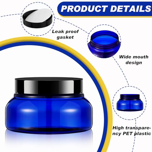 24 Pack Plastic Cosmetic Jars with Lids Label, 5 oz, Blue, Black - color: Blue, Black, size: 5 oz