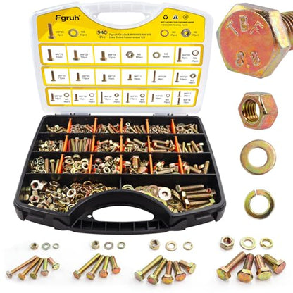 940PCS M4 M5 M6 M8 Metric Hex Bolts Assortment Kit,Lenght 12mm-30mm - size: M4 M5 M6 M8 940pcs