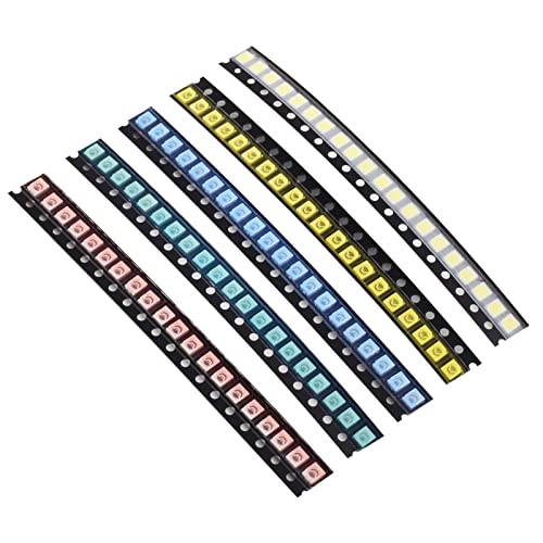 200pcs SMD LED Diodes Kit 3528/1210 Lights Assorted Diode SMD LED Diodo Kit Green RED White Blue Yellow Lighting Bulb Each 40PCS Lamps Light Emitting Diodes 03528/1210 LED Kit - color: 3528/1210 Multi-colored