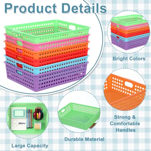 6 Pack Turn‑in Paper Trays for Classroom, Rainbow - color: Rainbow