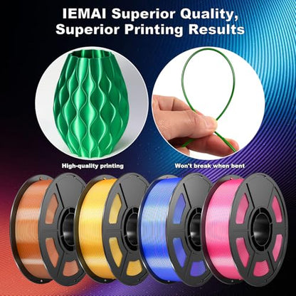 IEMAI Silk PLA+ Filament 1.75mm, Dual-Color Gradient Blue-Shiny Blue, 1KG - color: Gradient Blue-shiny Blue