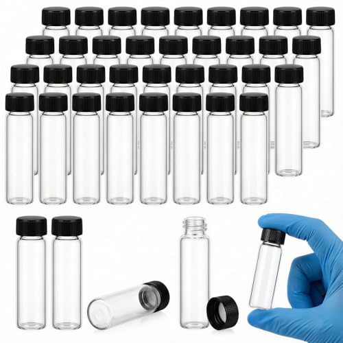 100Pcs 8ml 2 Dram Glass Vials with Screw Caps - Small Clear Sample Bottles for Essential Oils, Beads, and Crafts - Leak Proof Mini Storage Containers for Jewelry Findings, Spices, and Party Favors - color: Clear, size: 8ML