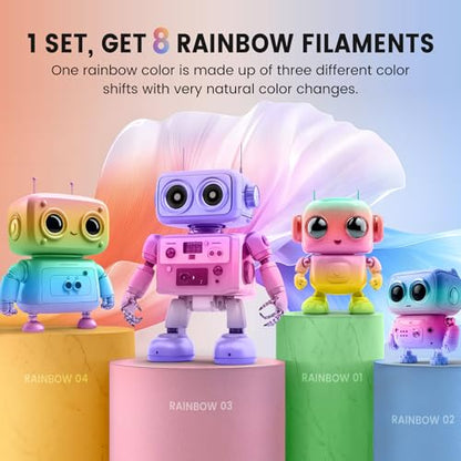 SUNLU PLA+ Silk Rainbow Filament 1.75mm, 8 Rainbow Color - color: Rainbow Colors