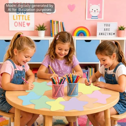 48Pcs Large Star Dry Erase Dots for Classroom Table, 12inch, Pastel - color: Pastel