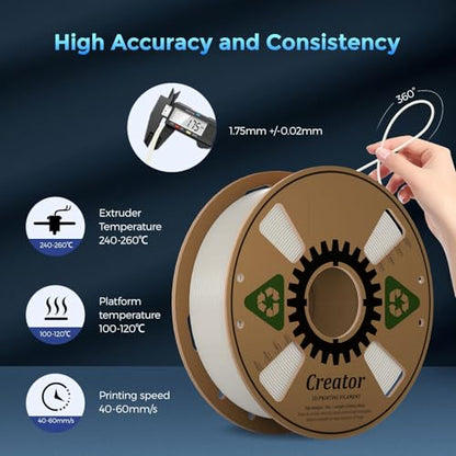 Creator ASA Filament 1.75mm 3D Printer Filament 1KG, UV & Heat & Weather Resistant ASA 3D Printing Filament, Perfect for Printing Outdoor Functional Parts, Dimensional Accuracy +/-0.02mm (Natural) - color: Asa Natural