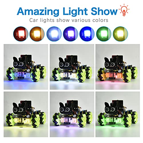 KEYESTUDIO 4WD Smart Car Coding Robot Kit with Microbit V2 for Makecode and Python, DIY Building Robot Kit for STEM Education 15+, IR Remote/APP Control