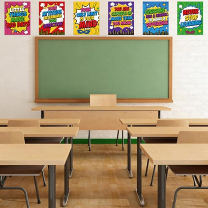 DUAIAI 13 Pieces Hero Affirmation Bulletin Board Posters Classroom Decor - color: Hero