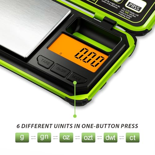 Precision Pocket Scale, 200gx0.01g Jewelry gram Scale, - color: Fluorescent green