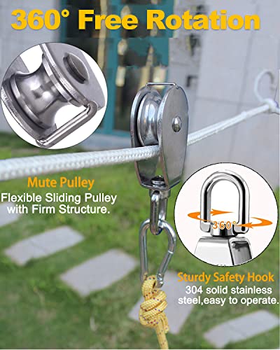 Rocaris 4 Pack M20 Pulley Block, 2 Pcs Single Pulley & 2 Pcs Double Pulley - size: 2*M20 Signle + 2*M20 Double