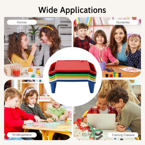 6PCS Kids Lap Desks with Side Storage, Stackable Plastic Lap Trays - color: Red+green+yellow+blue+black+white