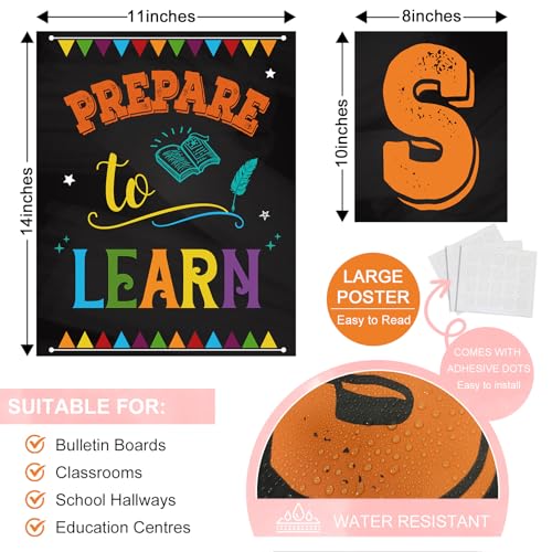 Bumkopl 18 Pcs Class Rules Posters for Classroom Decorations, Laminated - color: Black Class Rules