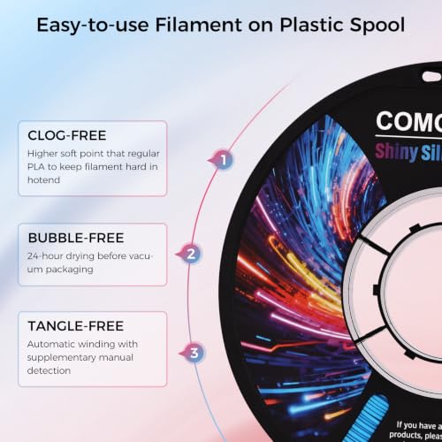 Comgrow Silk PLA 3D Printer Filament, Dual Color 2 in 1 Blue and Rose Red, 3D Printing PLA Filament 1.75mm, Dimensional Accuracy +/- 0.02 mm, 1KG Spool, Coextrusion Shiny Silk 3D Filament - color: Blue&rose Red
